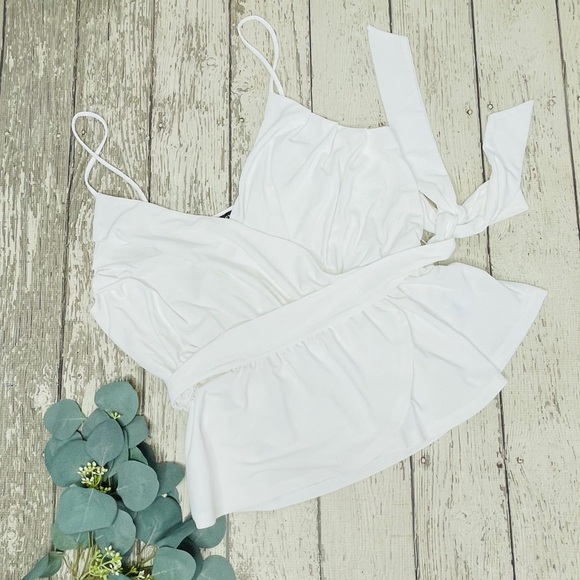 Express Surplice Tie Waist Peplum Top - Picture 1 of 7